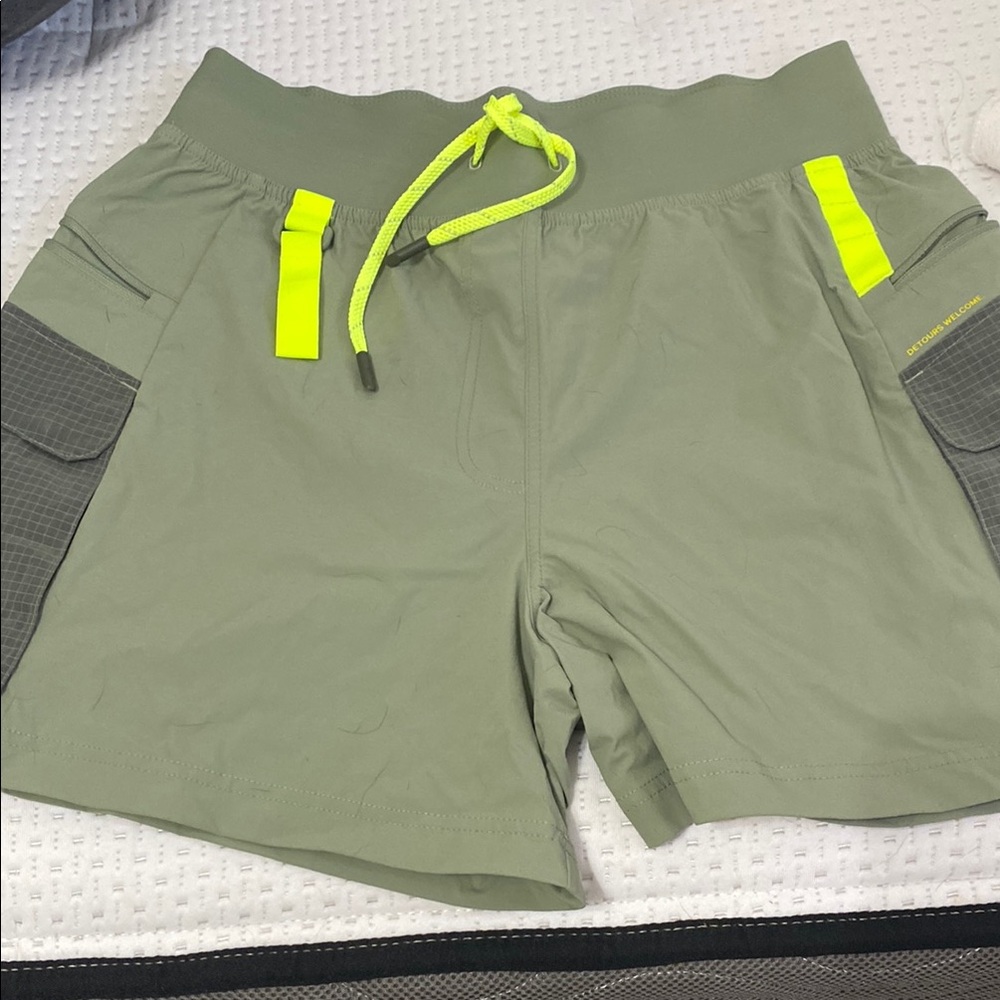 Lululemon Athletica Green Shorts with Neon Yellow Accents